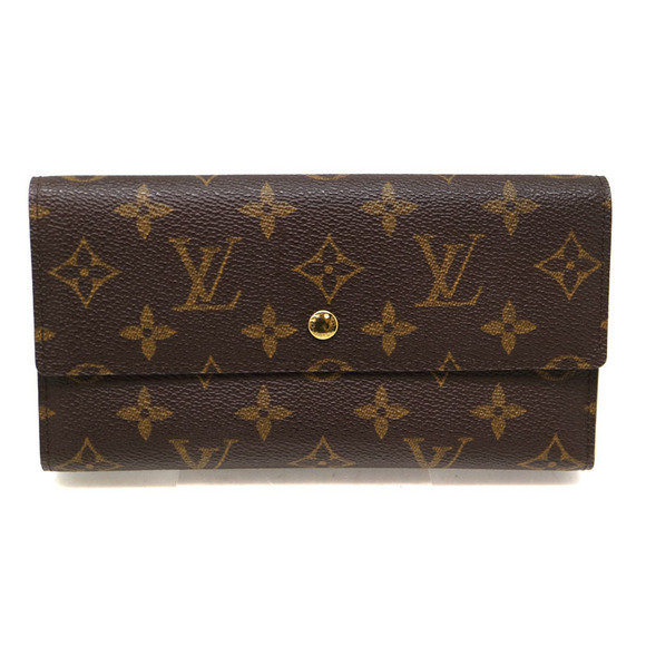 Louis Vuitton Monogram Wallet Long Porte Brown Tresor Tri - Picture 1 of 6